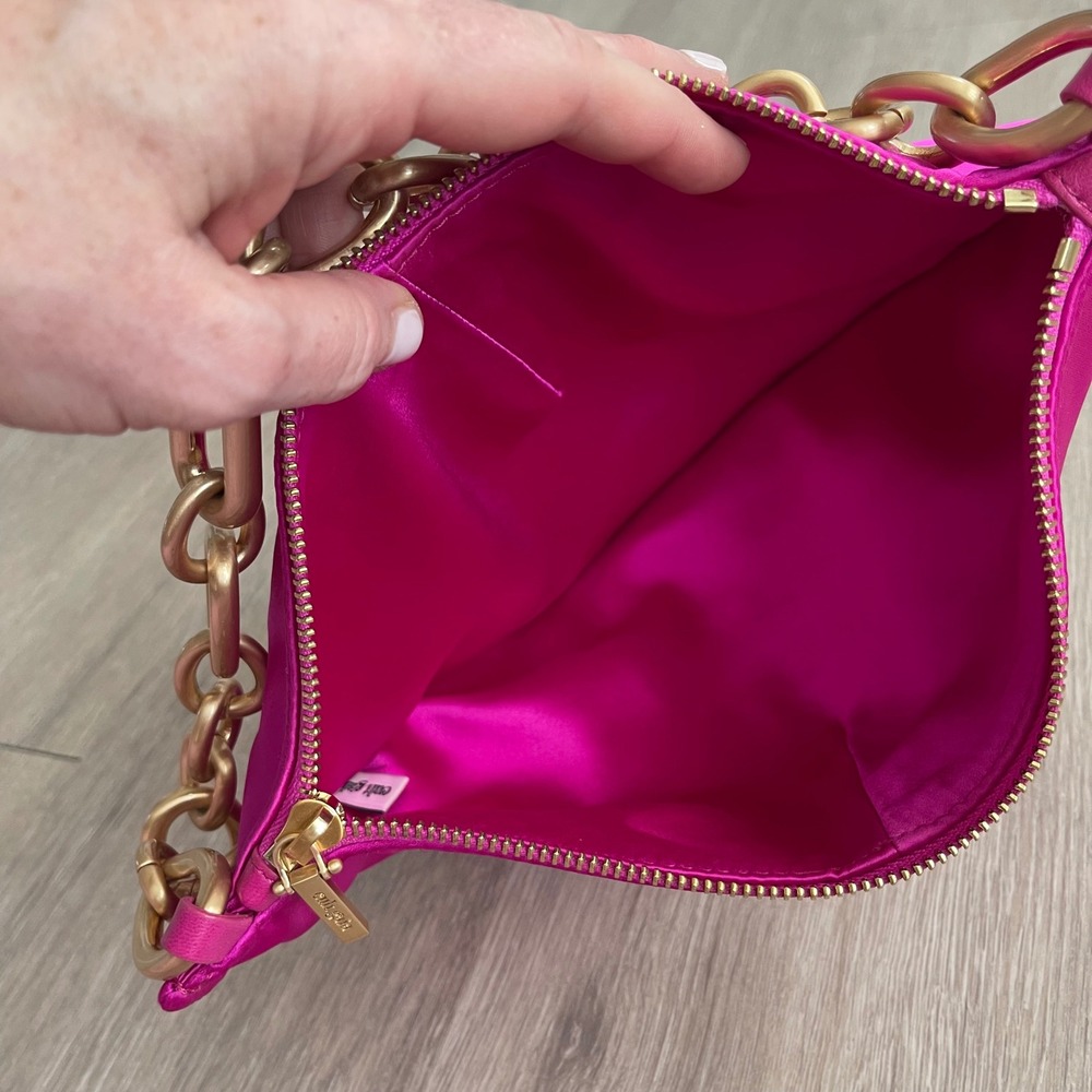 Cult Gaia Estrella Mini Anemone Pink Satin Gold Chain Shoulder Bag Chic Glam Y2K - Picture 10 of 12